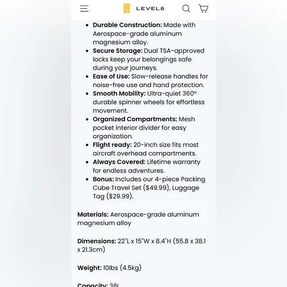 Level 8 Gibraltar Aluminum Carry-On 20" - Picture 9 of 9